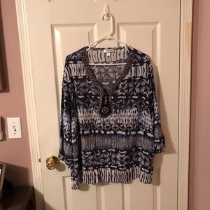 PM11065 Flowy Blouse With Beading